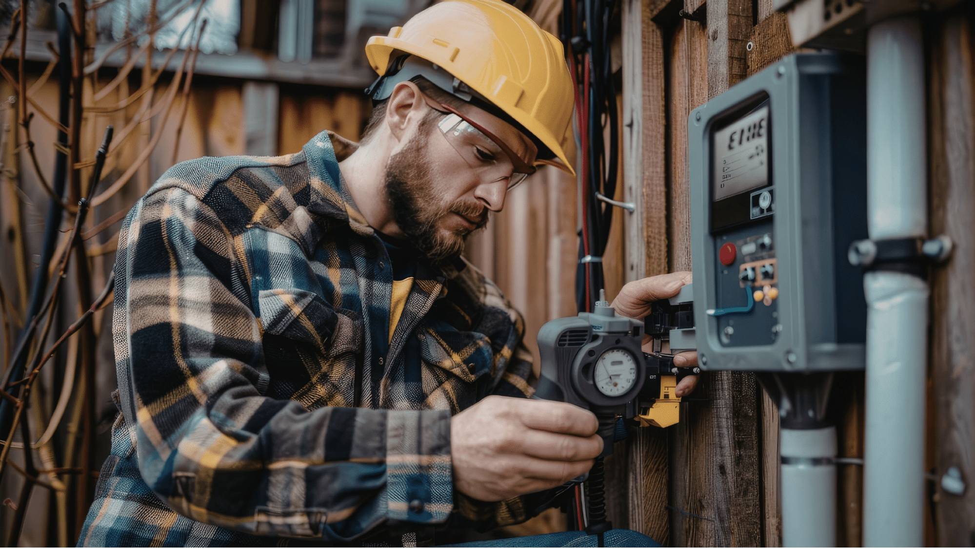 Electrician working on a panel